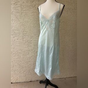 Vintage Light Blue Lace Trim Slip Dress